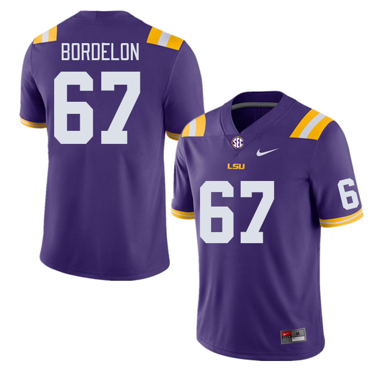 Men #67 Bo Bordelon LSU Tigers College Football Jerseys Stitched-Purple
